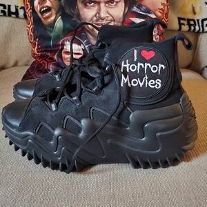 Black High-Top Sneakers with Horror Movies Patch